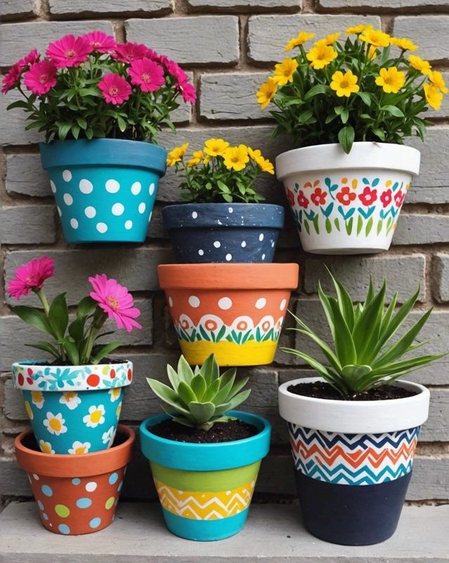 Painted Rocks Flower Pot