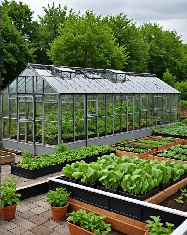 Rooftop Vegetable Garden in a Greenhouse Enclosure