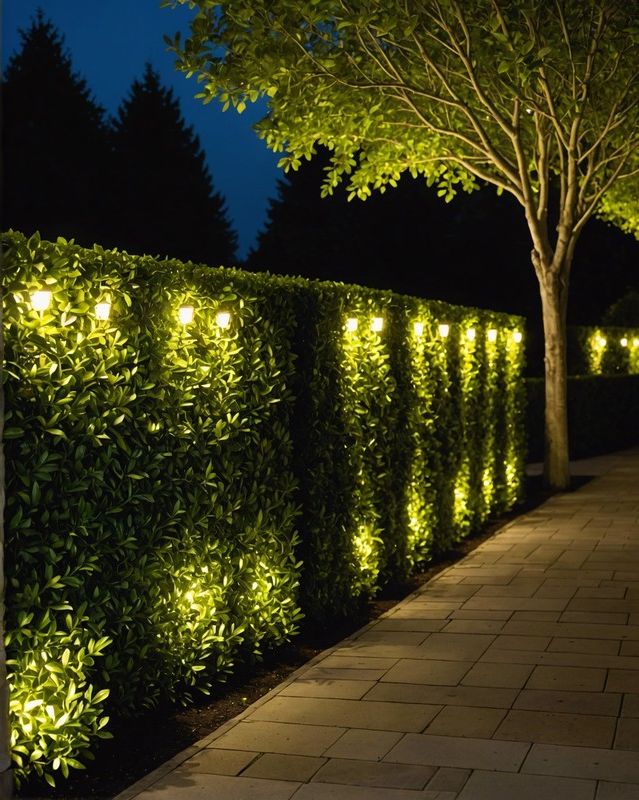 Boxwood Hedge with Lighting
