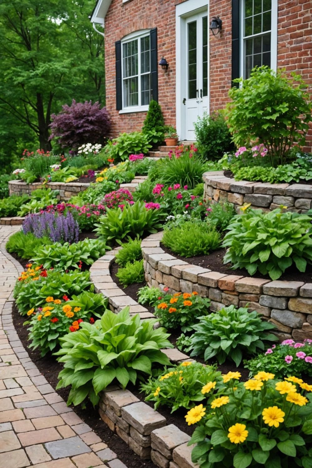 Raised Bed Retaining Wall with Vegetable Garden