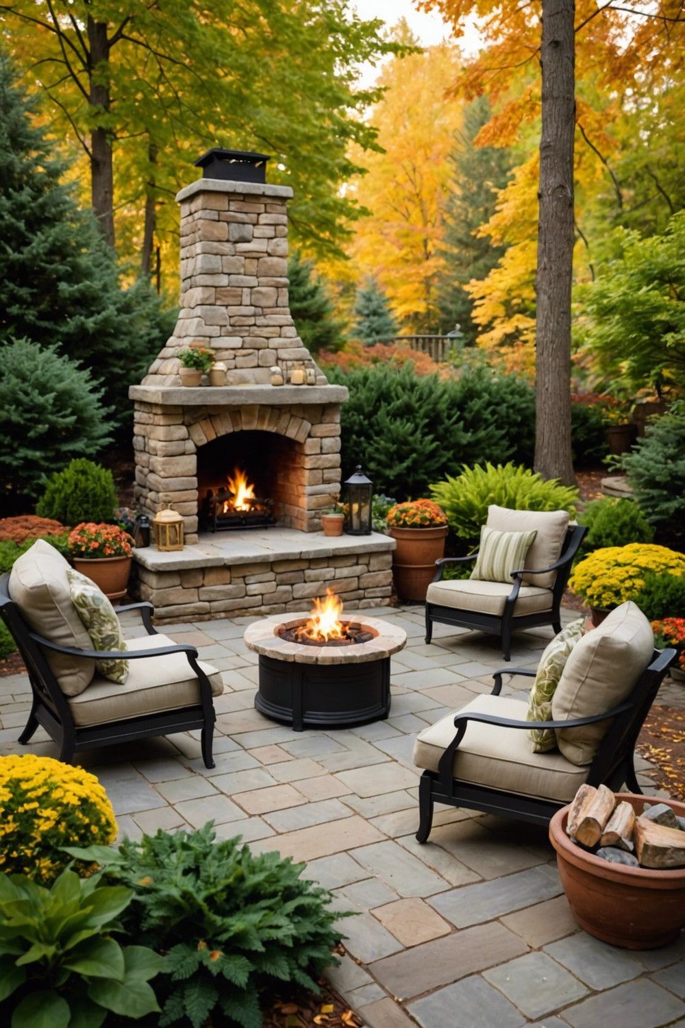 Cozy Nook with Small Fireplace and Swivel Chairs