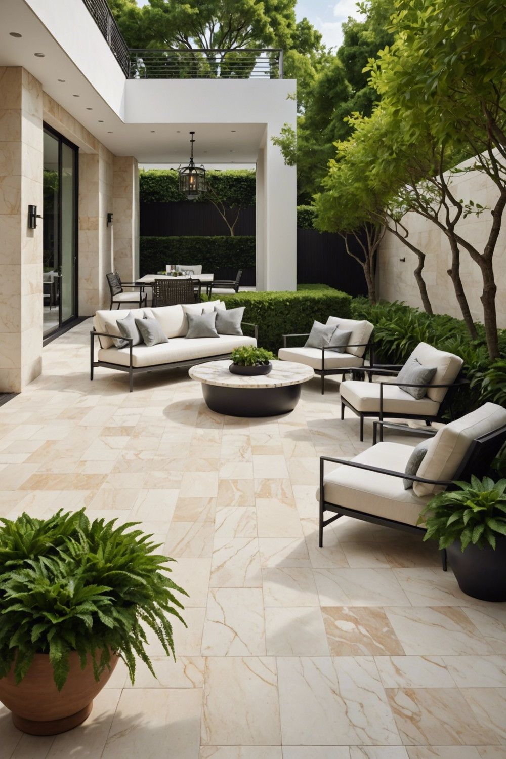 Marble Tiles for a Sophisticated Patio