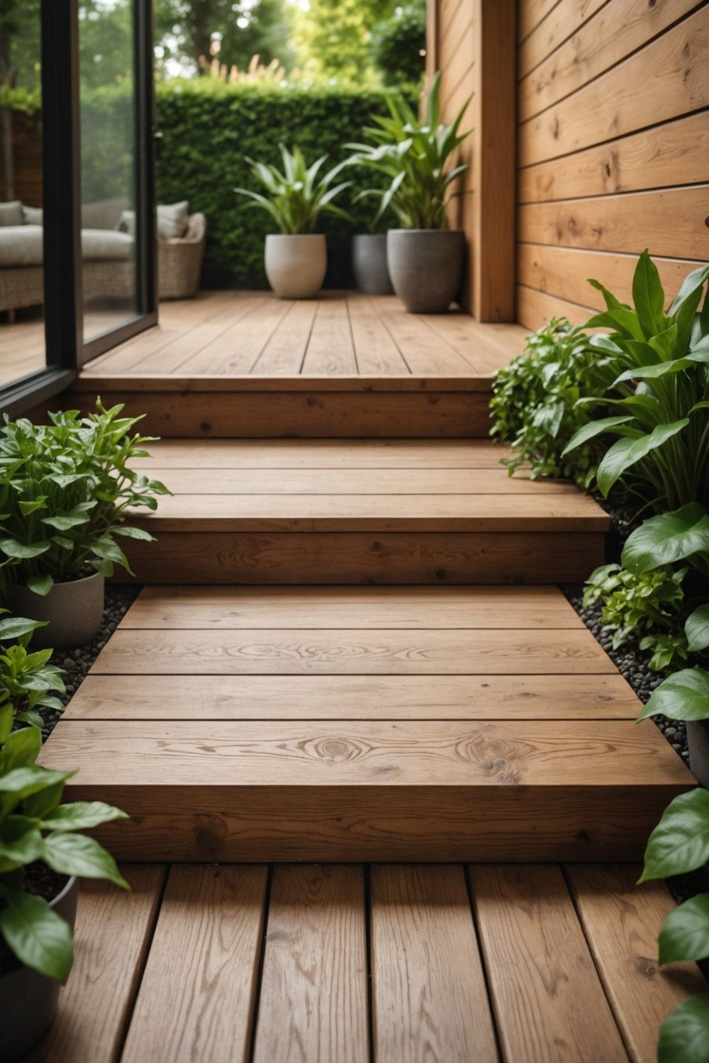 Rustic Oak Steps with Natural Finish