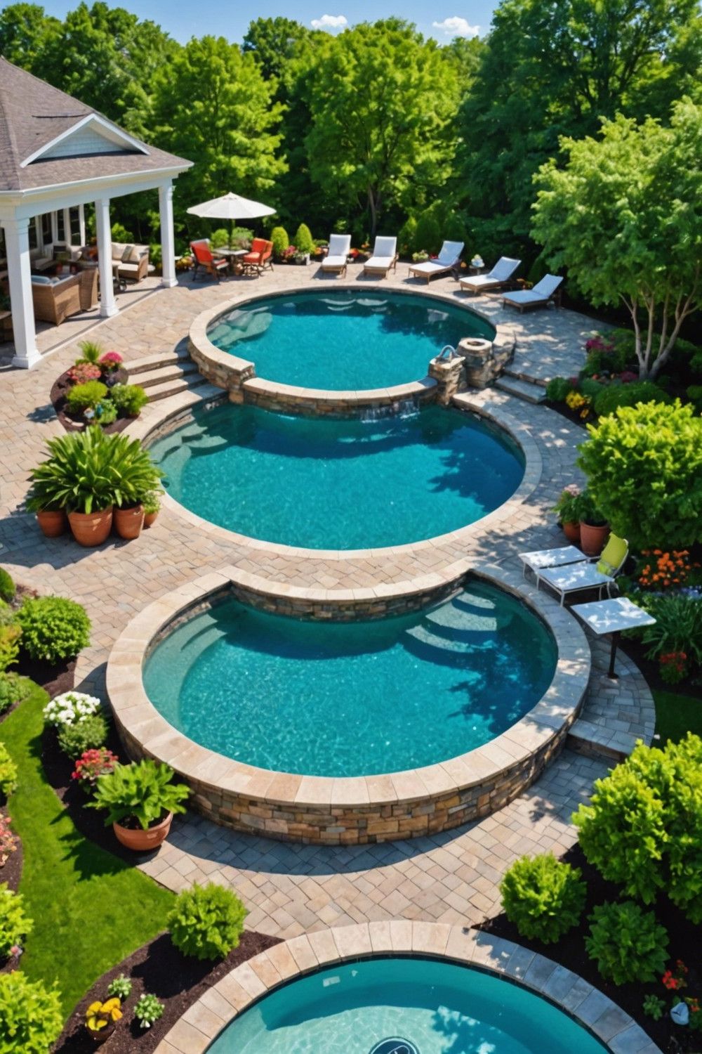 Round Pool with Outdoor Bar