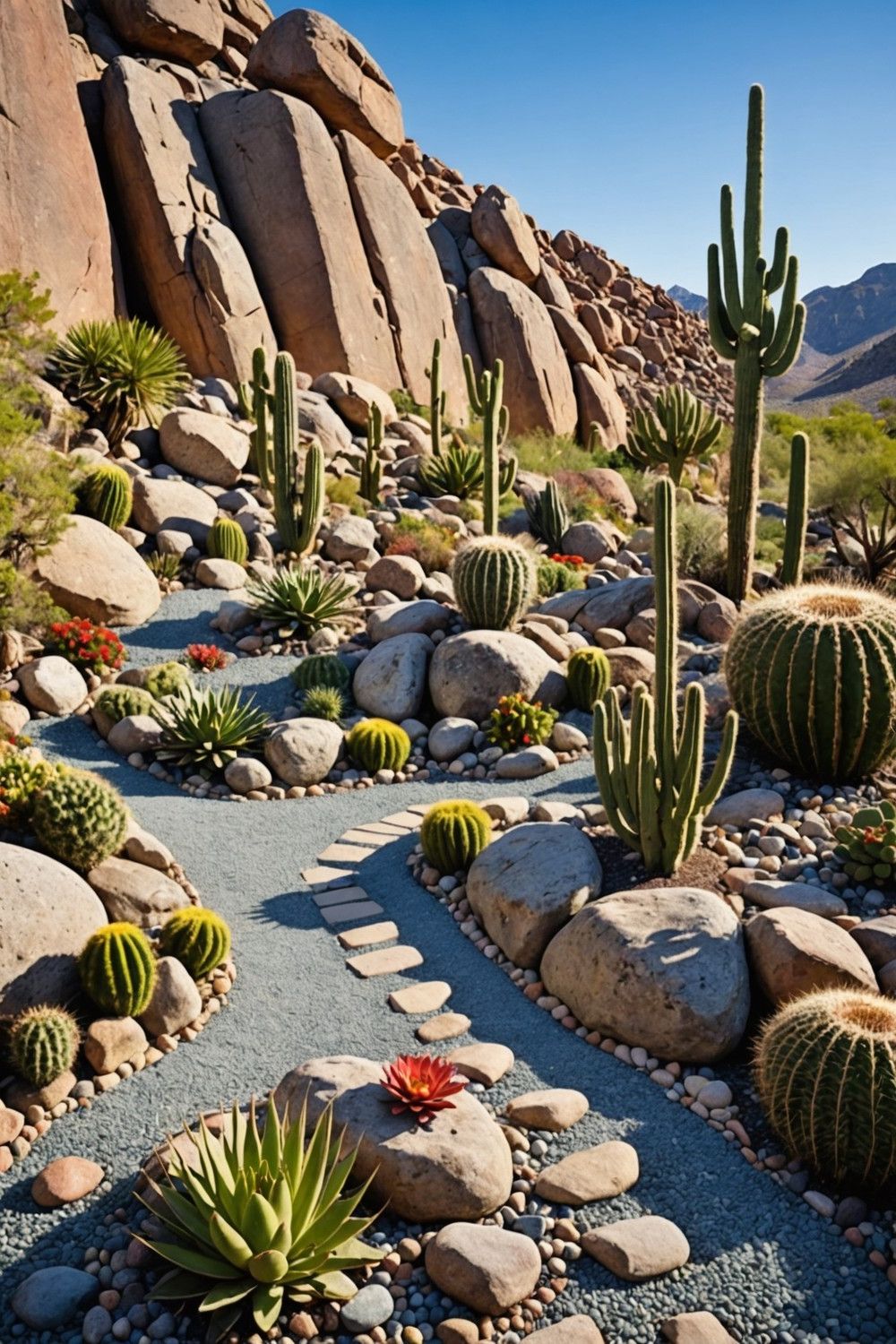 Cactus and Rock Display