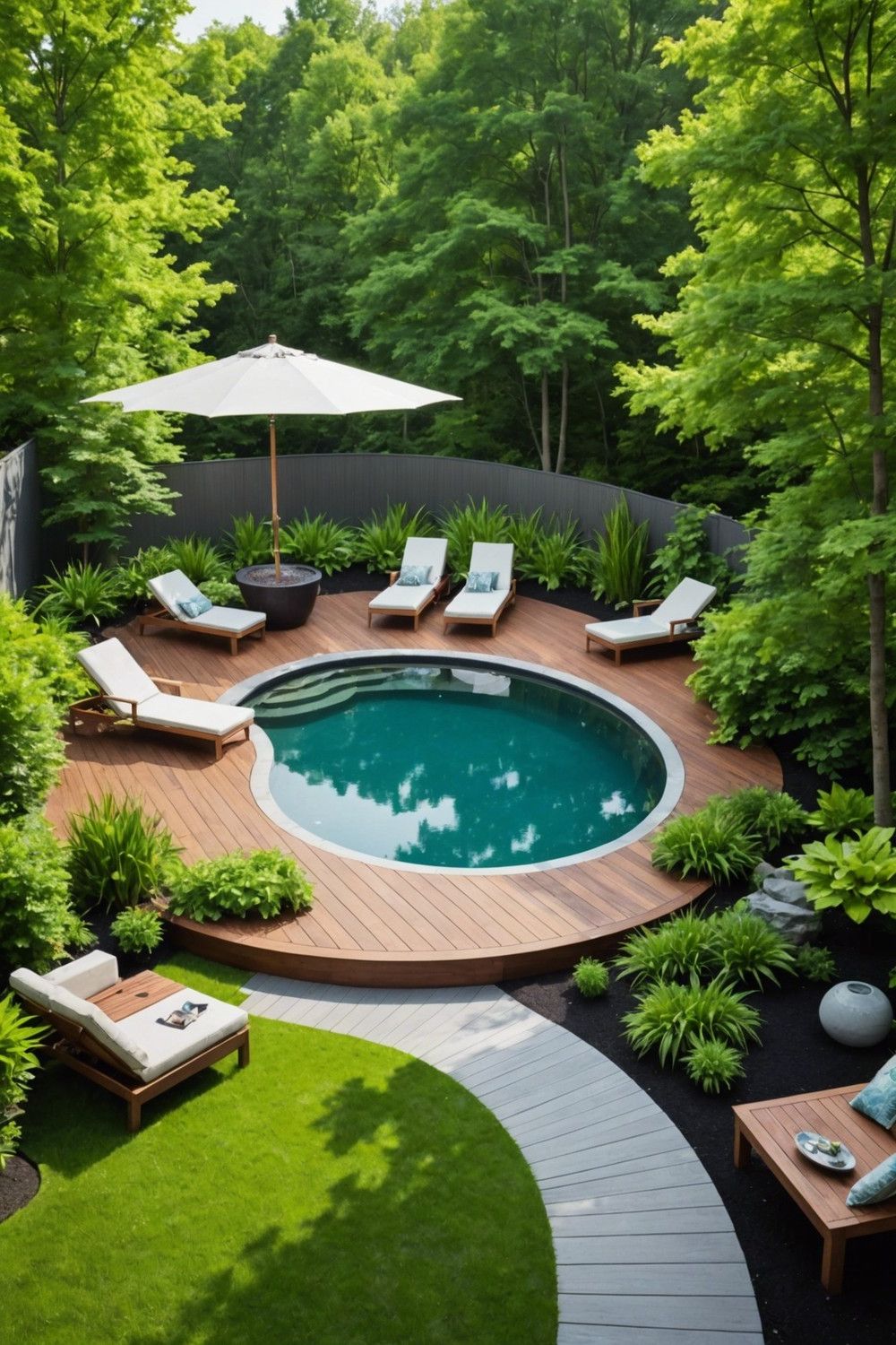 Modern Floating Decks for Above-Ground Pools