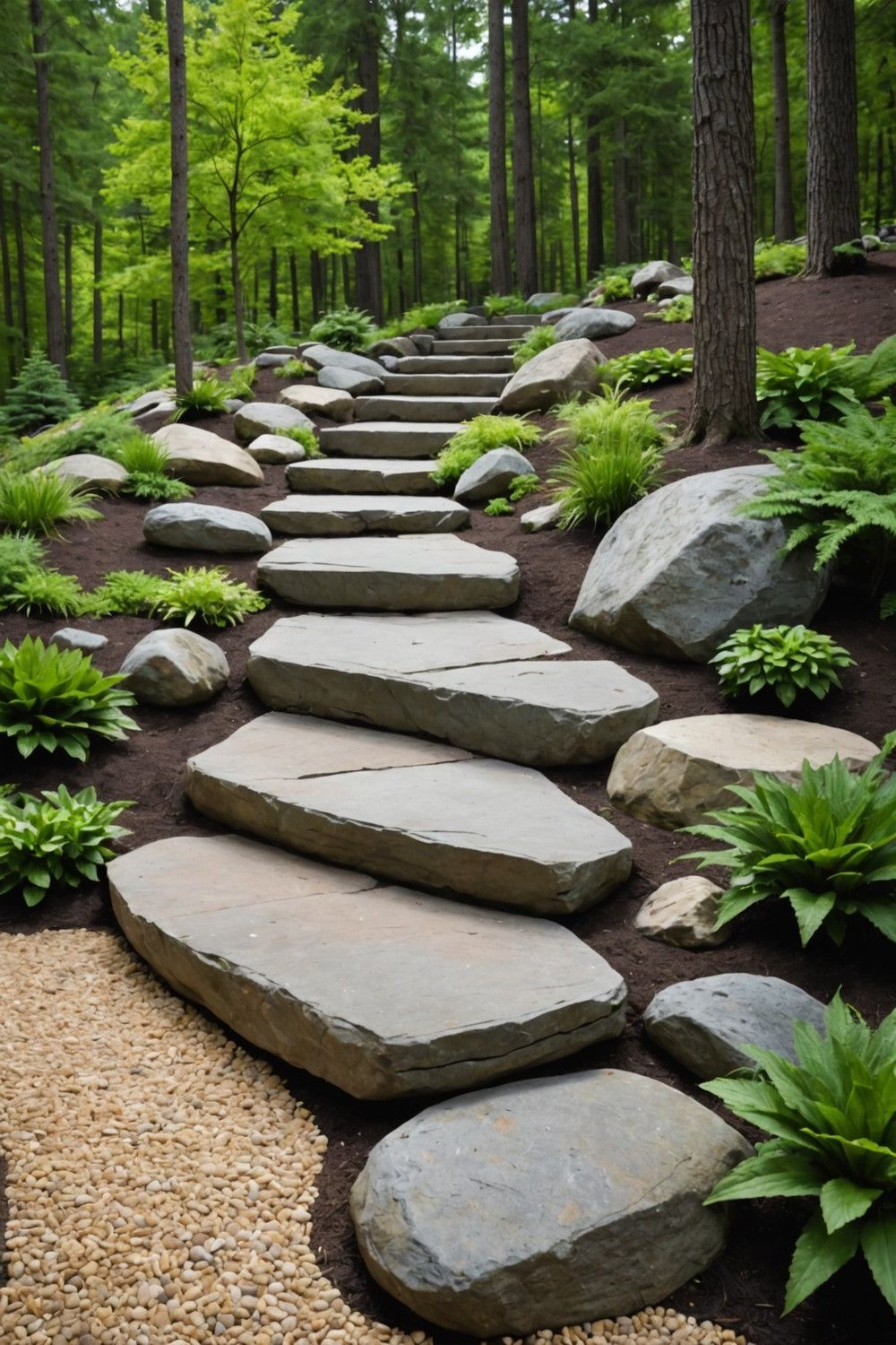 Install Boulder Steps for a Sloped Yard