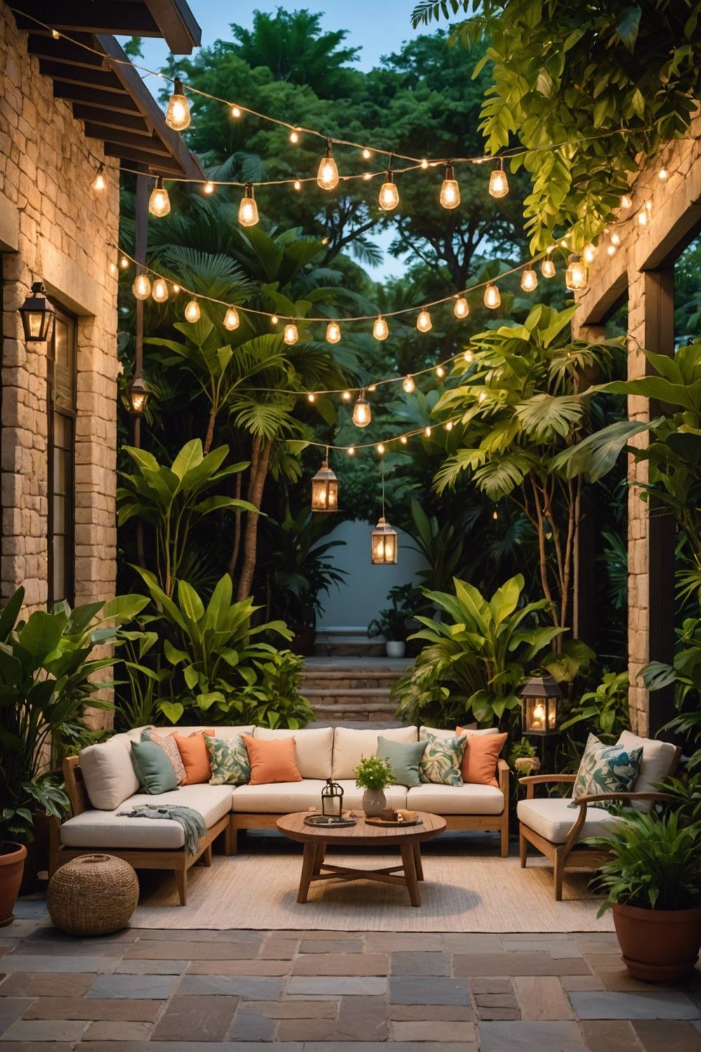 Outdoor Lounge with Sectional Sofa