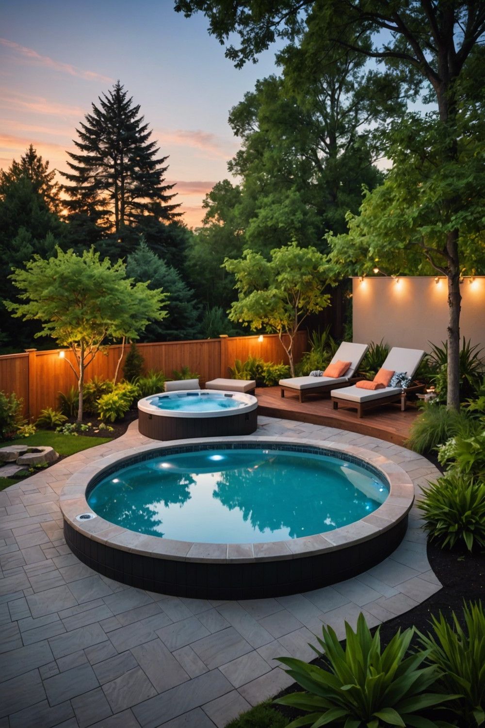 Elevated Hot Tub and Semi Inground Pool Combo