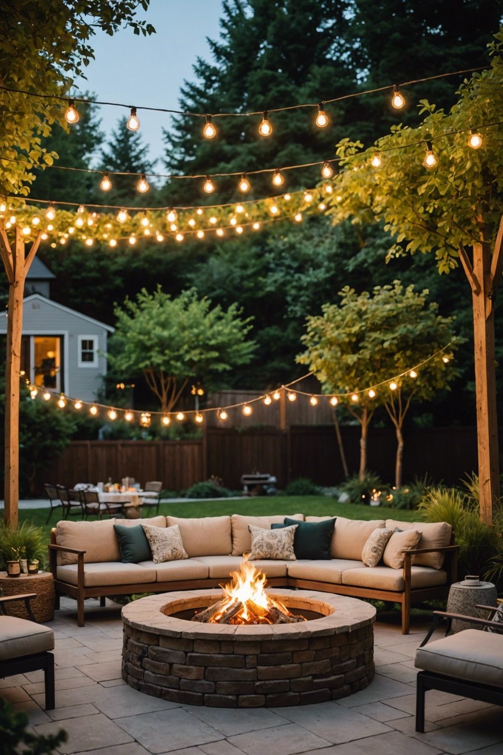 Portable Fire Pit with Outdoor Sectional Sofa