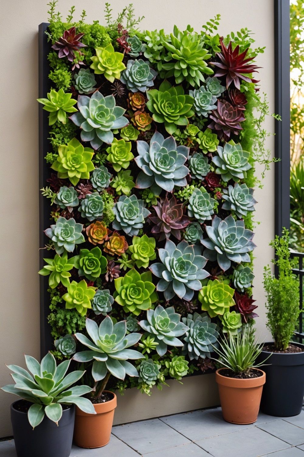 Vertical Garden with Succulents and Herbs