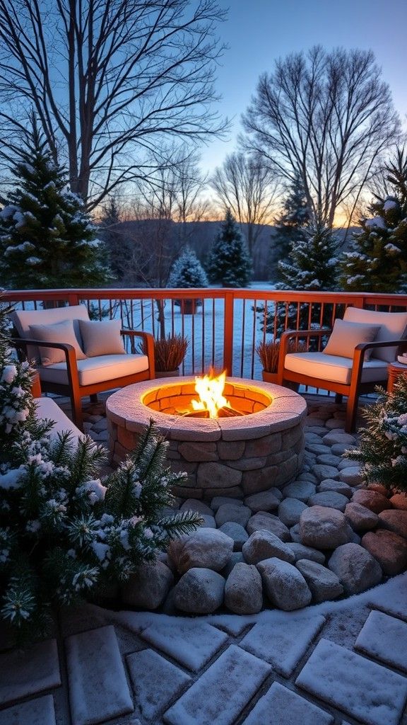 Fire Pit Ring with Decorative Stones