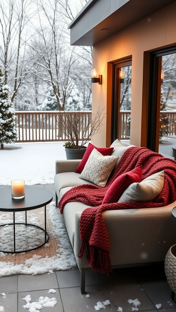 Sleek Outdoor Furniture with Warm Textiles