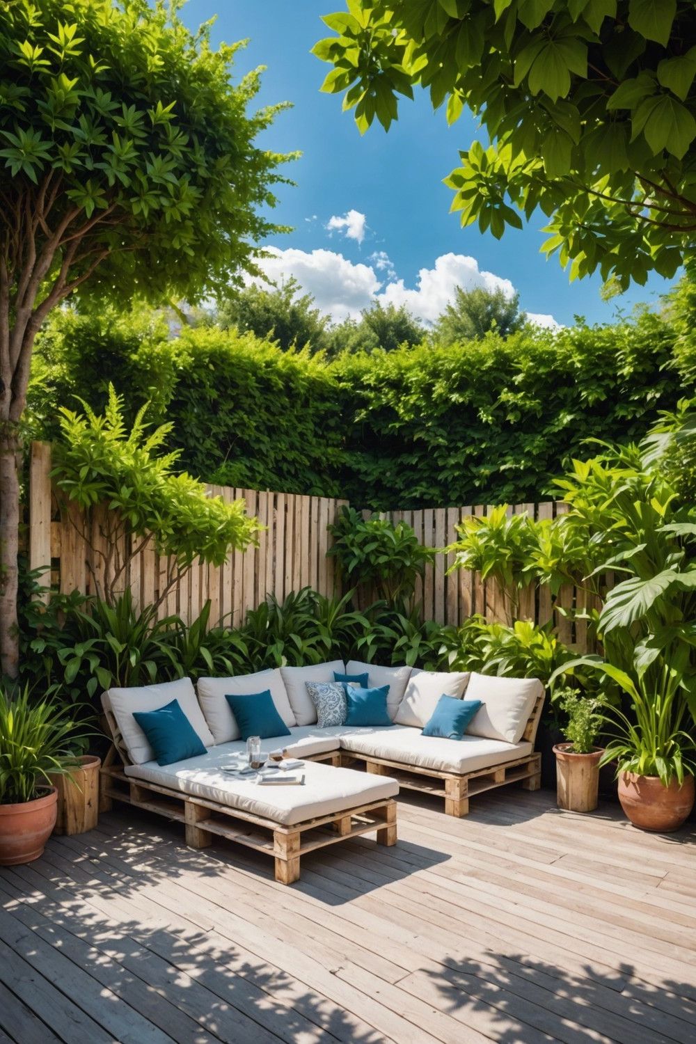 Pallet Pool Decks with Sun Loungers