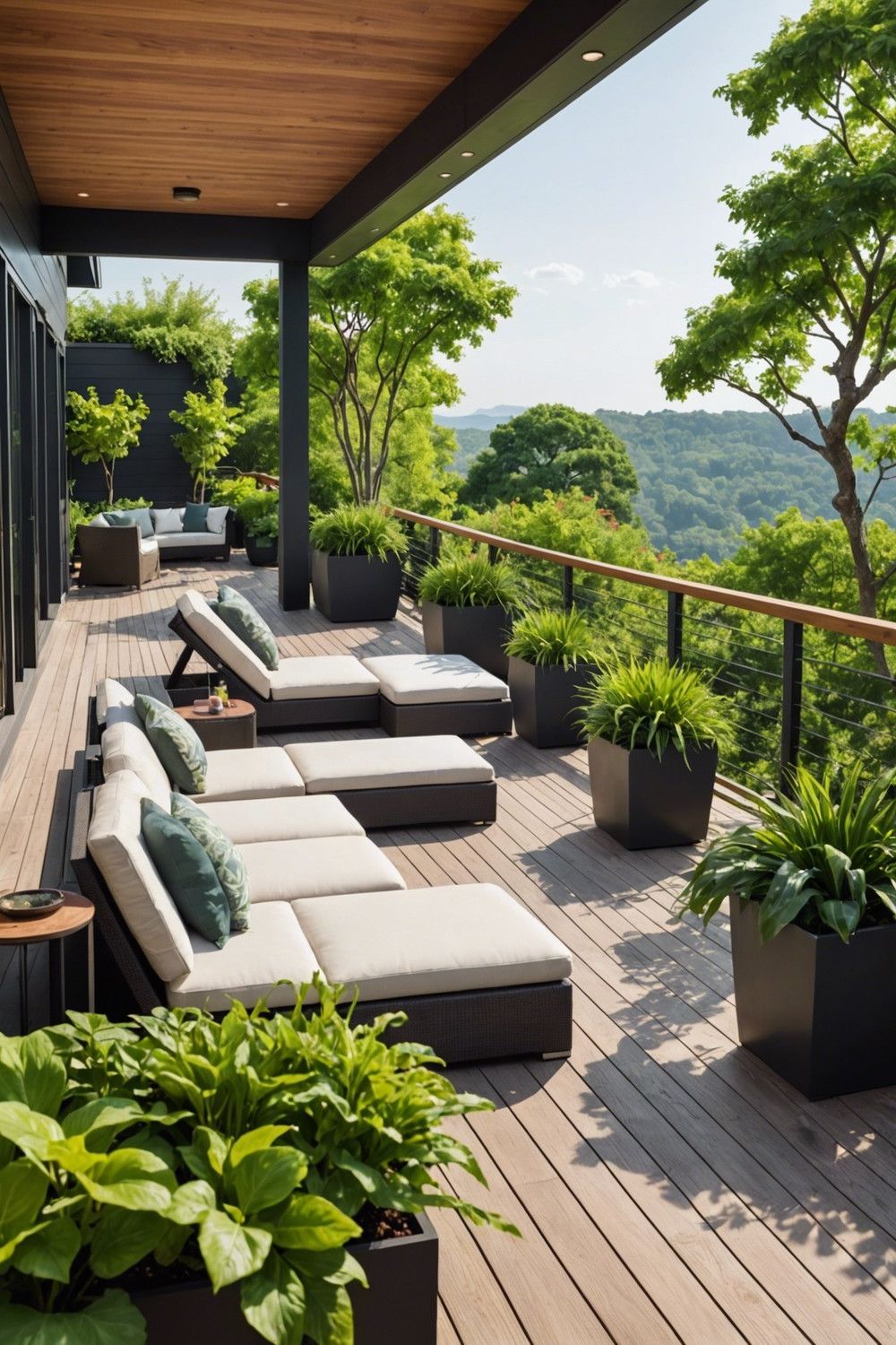 Raised Relaxation: Elevated Deck with Built-In Planters