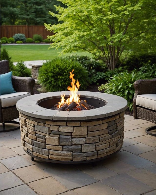 Propane Fire Pit with Faux Stone Surround