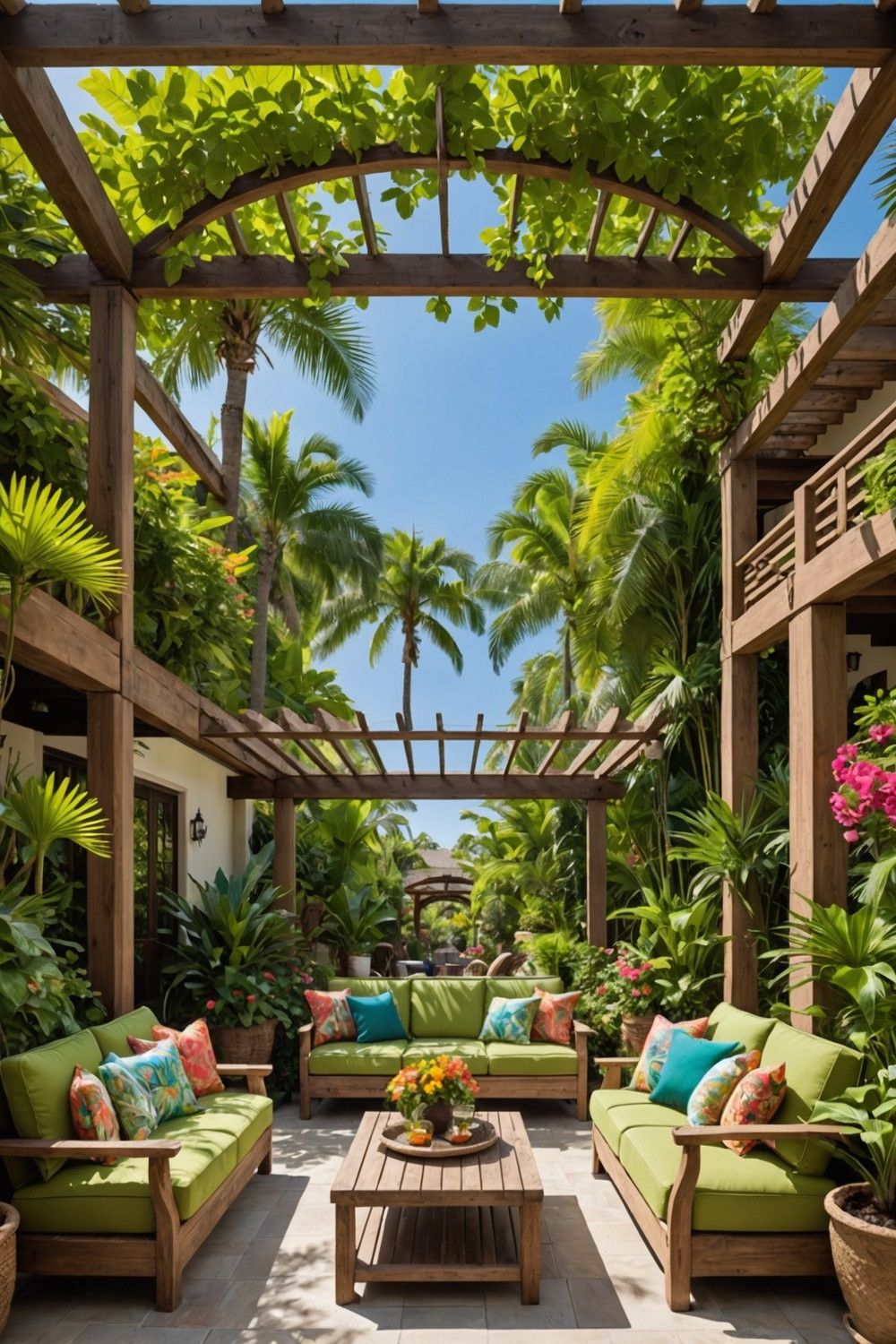 Breezy Pergola Seating Area