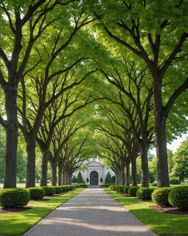 Tree-Lined Driveway with Arched Entrance