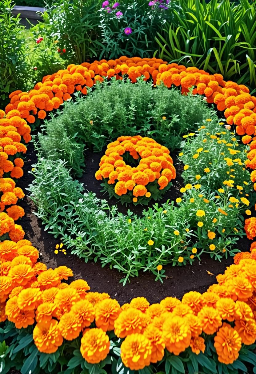 Creating a Marigold Herb Spiral