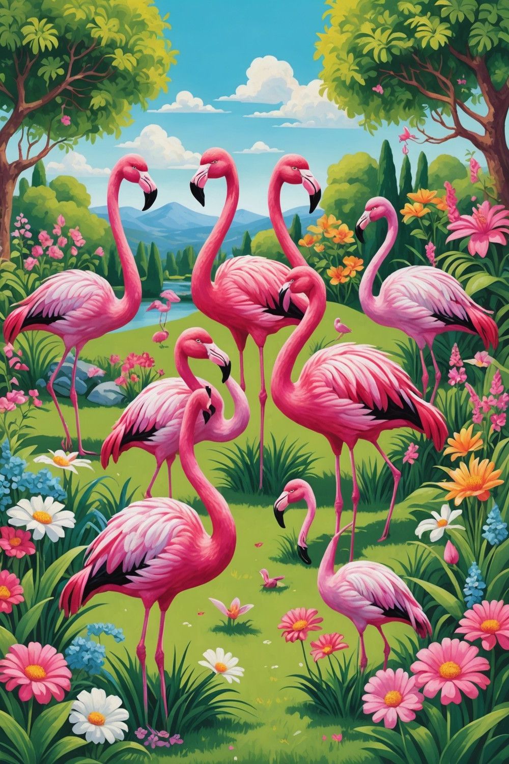 Rock Flamingos for Whimsical Gardens