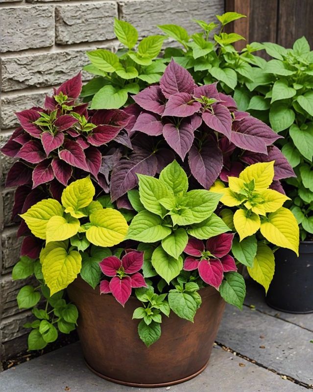 Coleus and Herbs Container Garden
