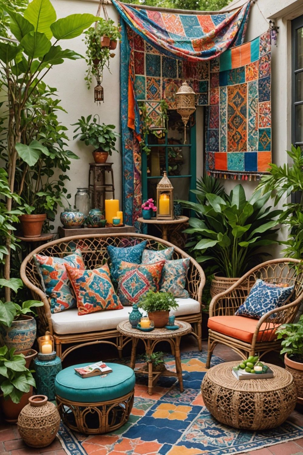 Bohemian Patio with Colorful Accents