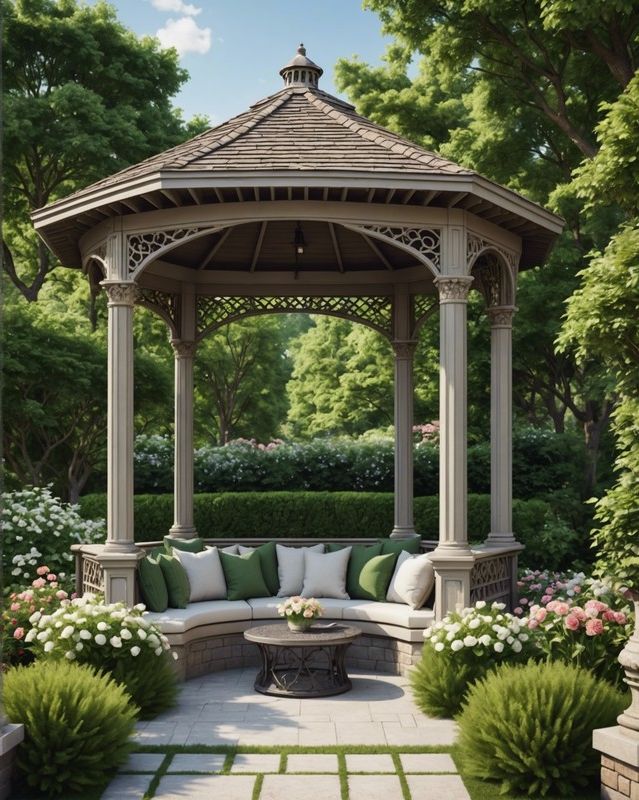 Gazebo with Built-in Seating