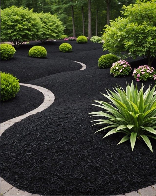 Modern Landscape with Black Mulch