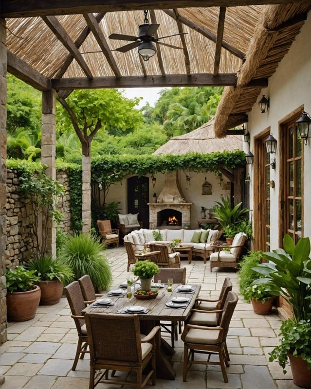 Thatched Roof with Natural Stone Floor
