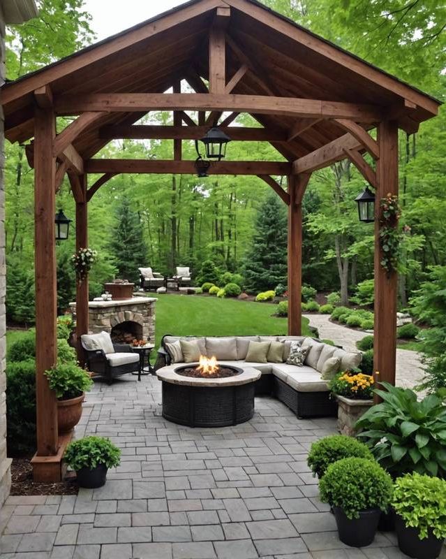 Gazebo-Covered Patio with a Secluded Haven