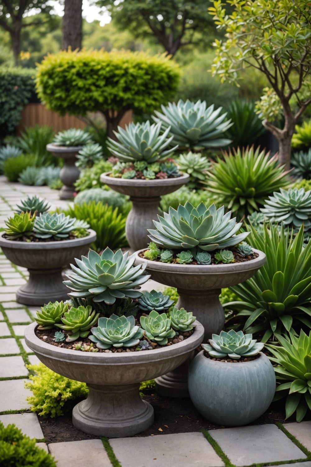 Succulent-Filled Pedestals