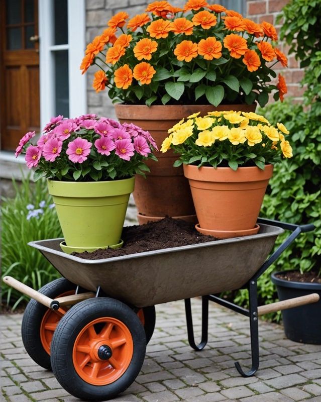 Flower Pots on a Wheelbarrow