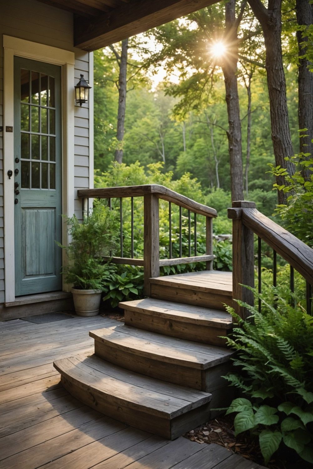 Weathered Wood Railing with Rustic Charm