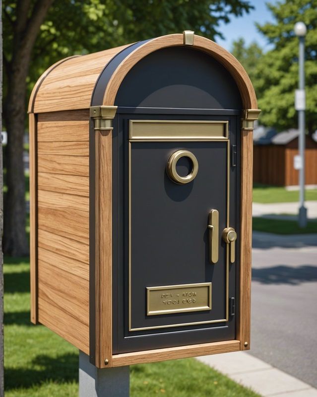 Metal Mailbox with Wooden Trim