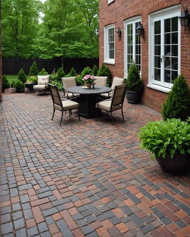Herringbone Brick Patio with Classic Style