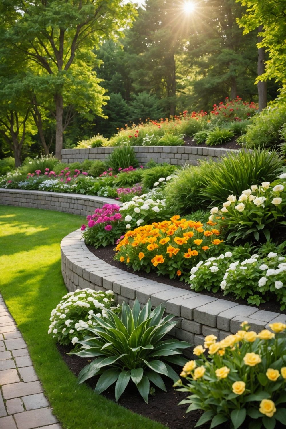 Segmental Retaining Wall with Curved Design