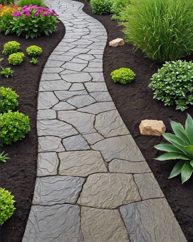 DIY Stamped Concrete Walkway