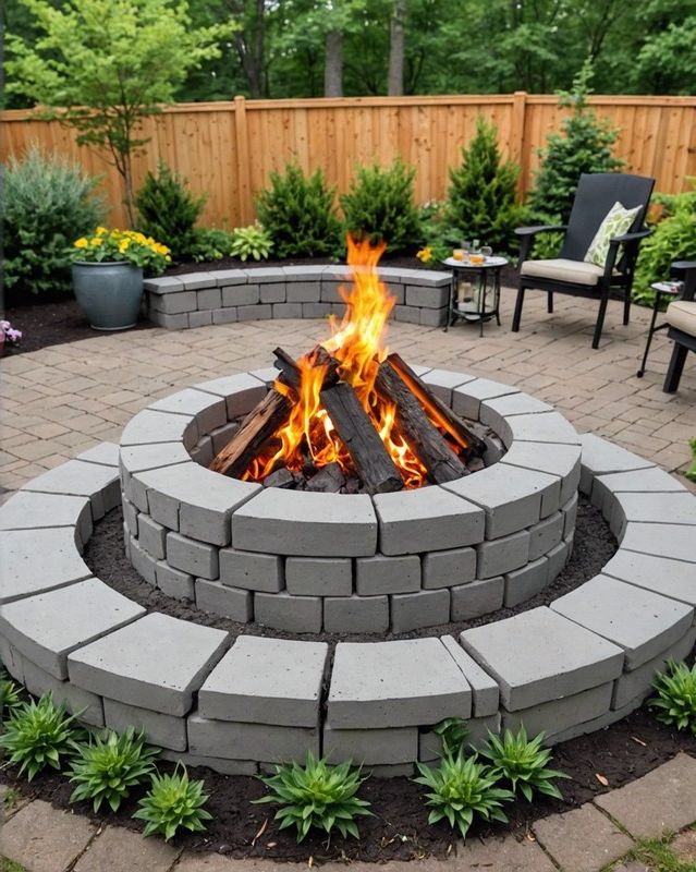 DIY Fire Pit with Cinder Blocks and Concrete