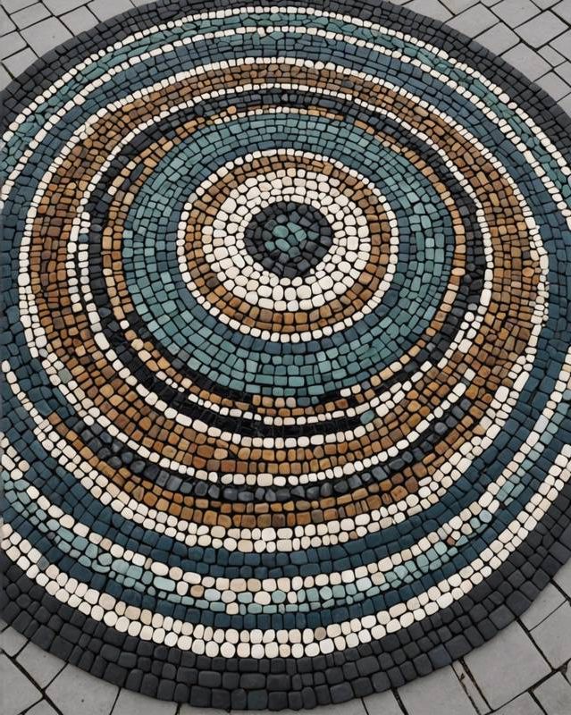 Pebble Mosaic Patio with Intricate Designs
