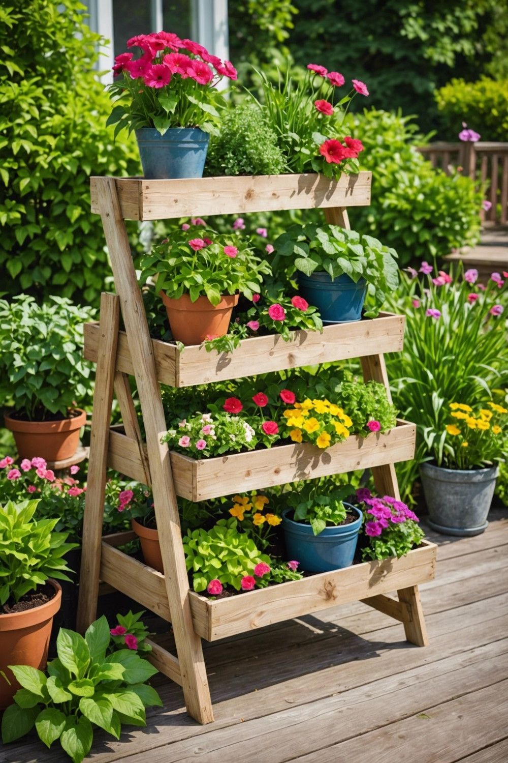 Tiered Planter Box with Wooden Legs