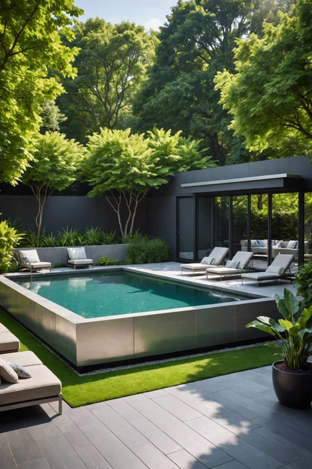 Geometric Pool with Metal Frame
