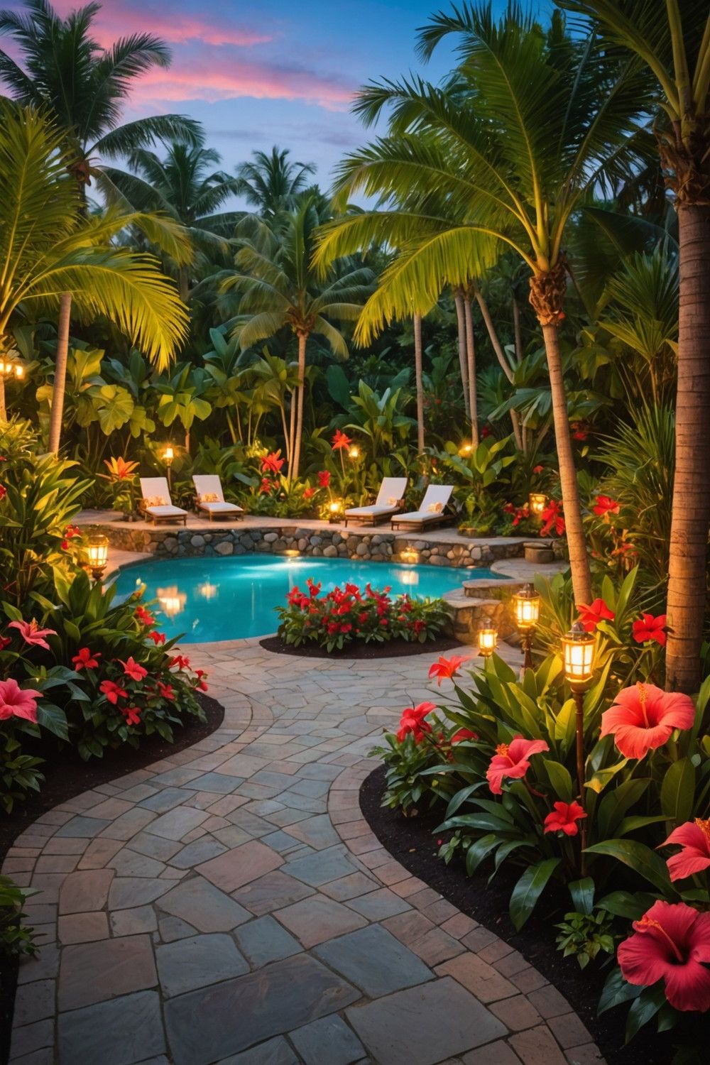 Colorful Tiki Torches