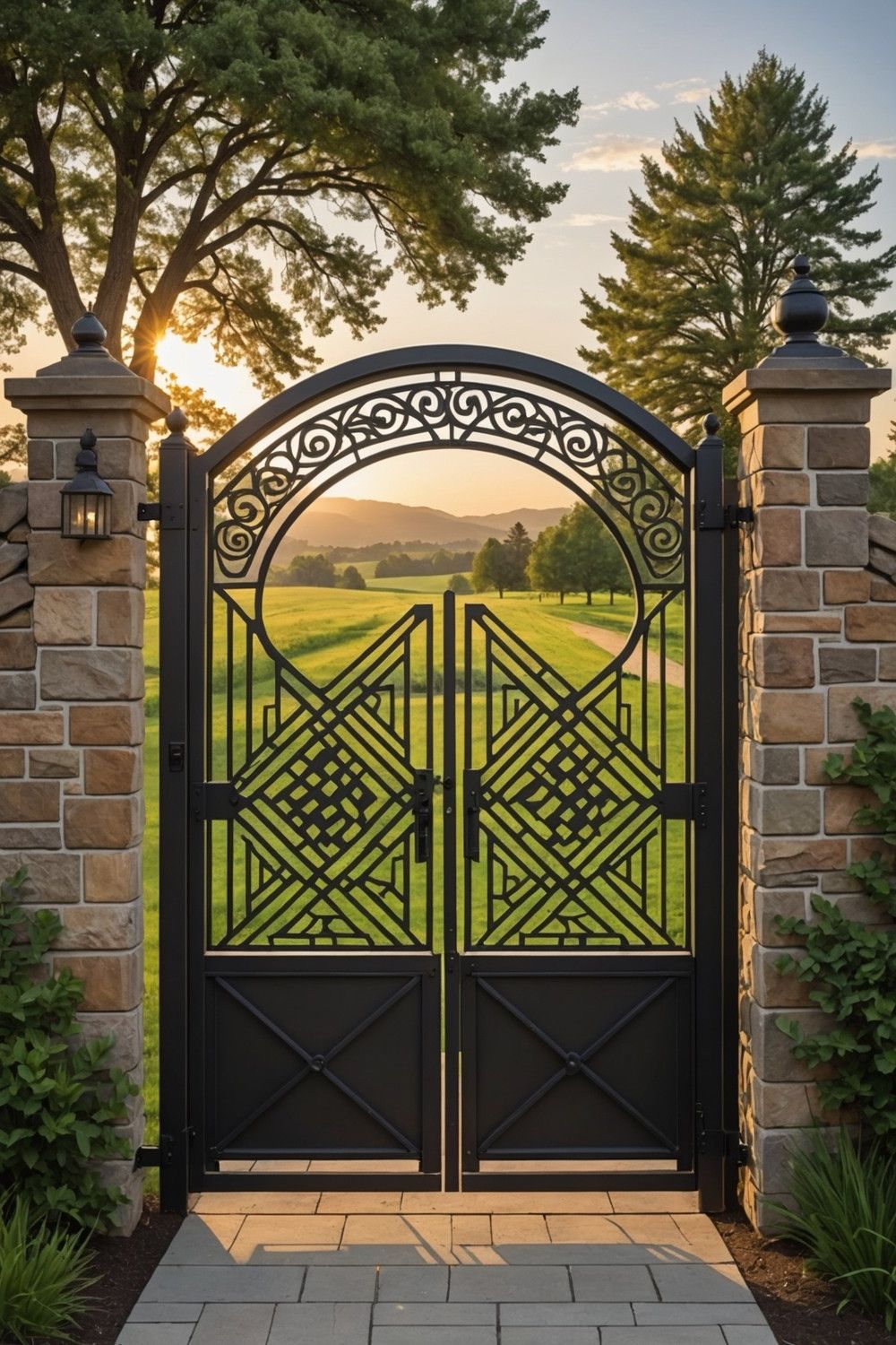 Modern Metal Gate with Geometric Patterns