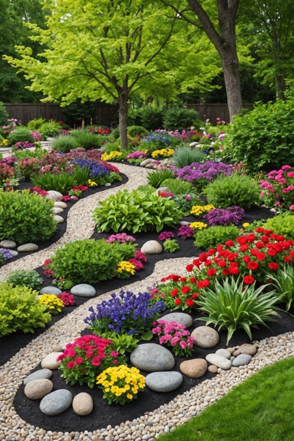 Use Pebbles to Define Flower Beds