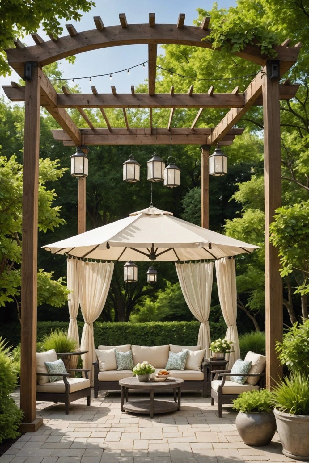 Hexagonal Pergola with Shade Netting