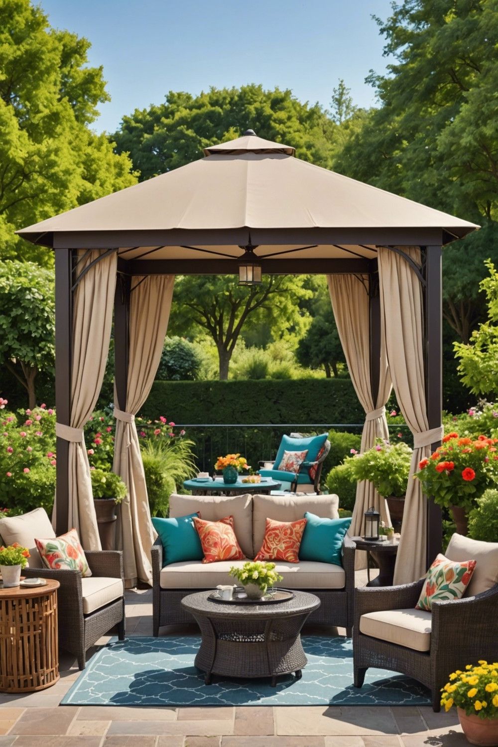 Customizable Gazebo with Fabric Top