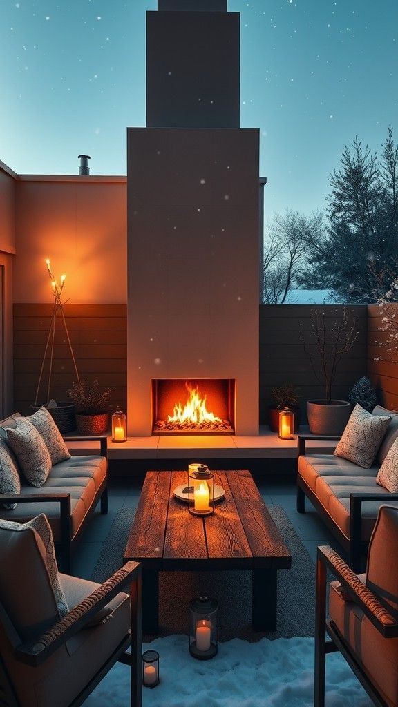 Open-air Living Room with Fireplace Feature