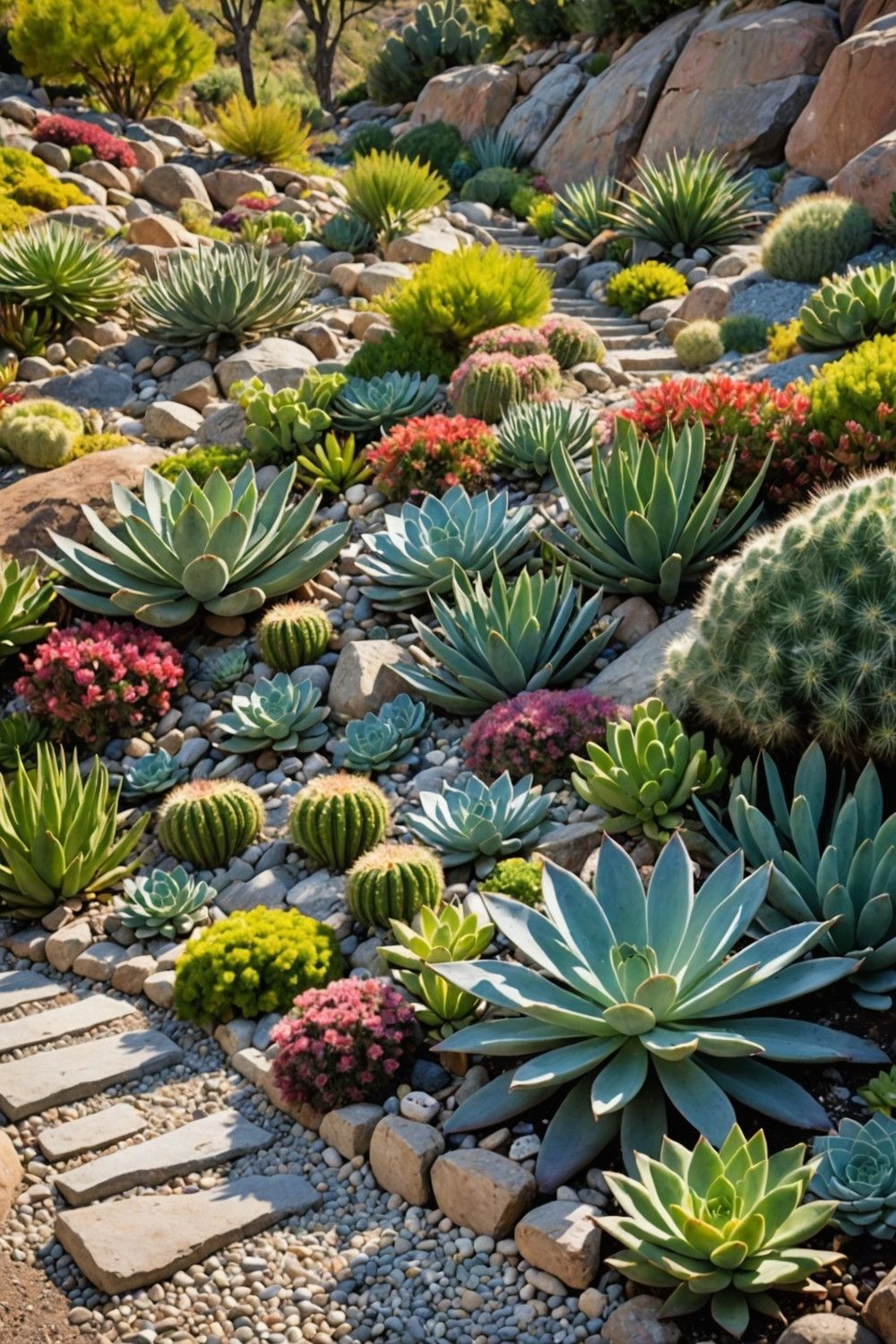Hillside Landscaping with Succulents and Cacti