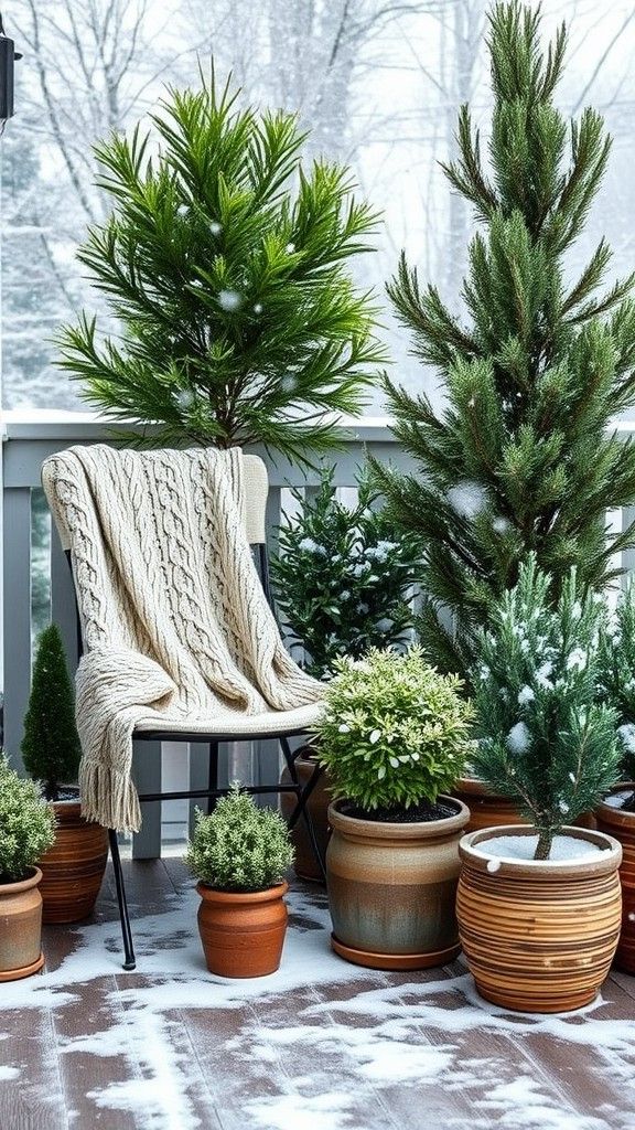 Use Potted Evergreen Plants