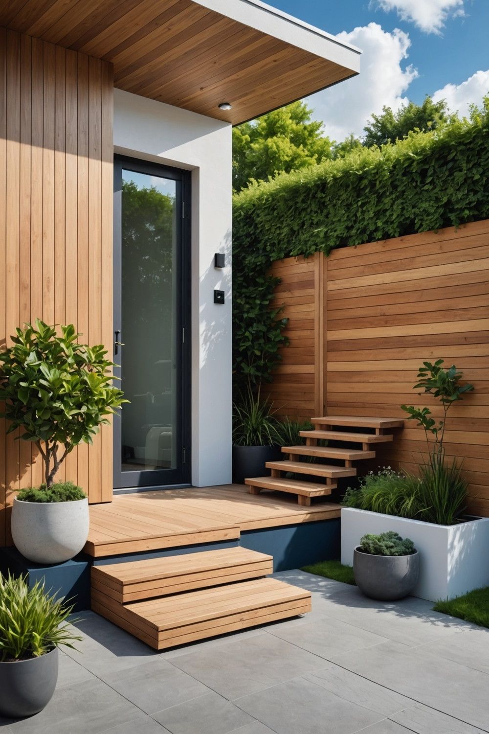 Floating Wooden Steps for a Modern Look